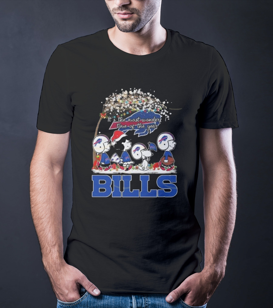 Peanuts Characters Buffalo Bills NFL Christmas It’s The Most Wonderful Time Of The Year T-Shirt