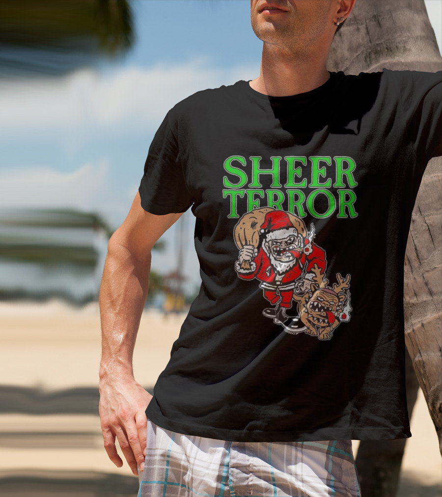 Screw Yule Sheer Terror Santa With Angry Reindeer T-Shirt