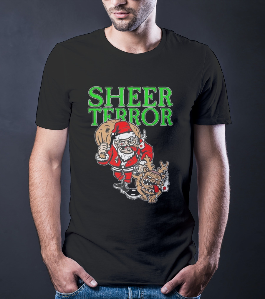 Screw Yule Sheer Terror Santa With Angry Reindeer T-Shirt