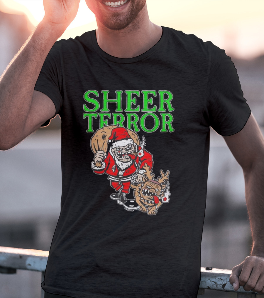 Screw Yule Sheer Terror Santa With Angry Reindeer T-Shirt