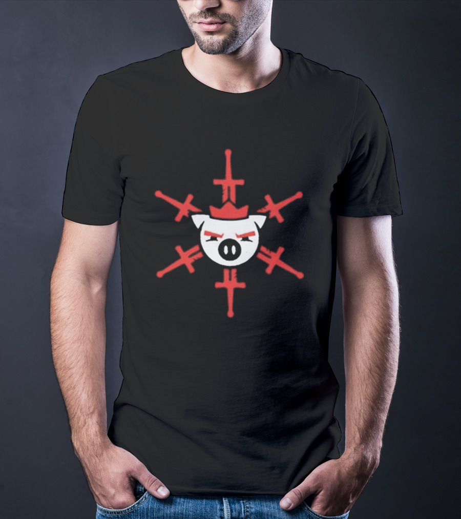Technoblade Swordflake Pig Crown With Red Crossed Swords T-Shirt