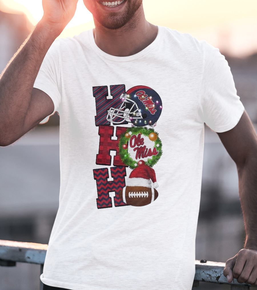 Ole Miss Rebels Ho Ho Ho Christmas Football Helmet Game Day T-Shirt