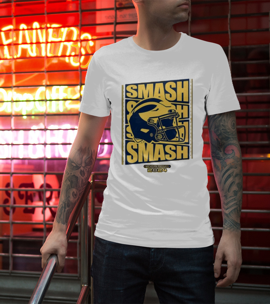 Michigan Football Smash Helmet T-Shirt