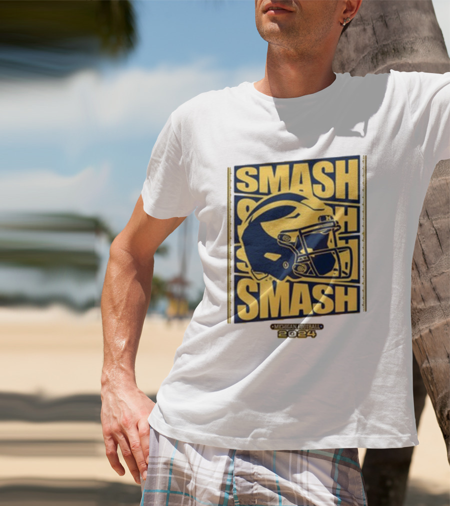 Michigan Football Smash Helmet T-Shirt