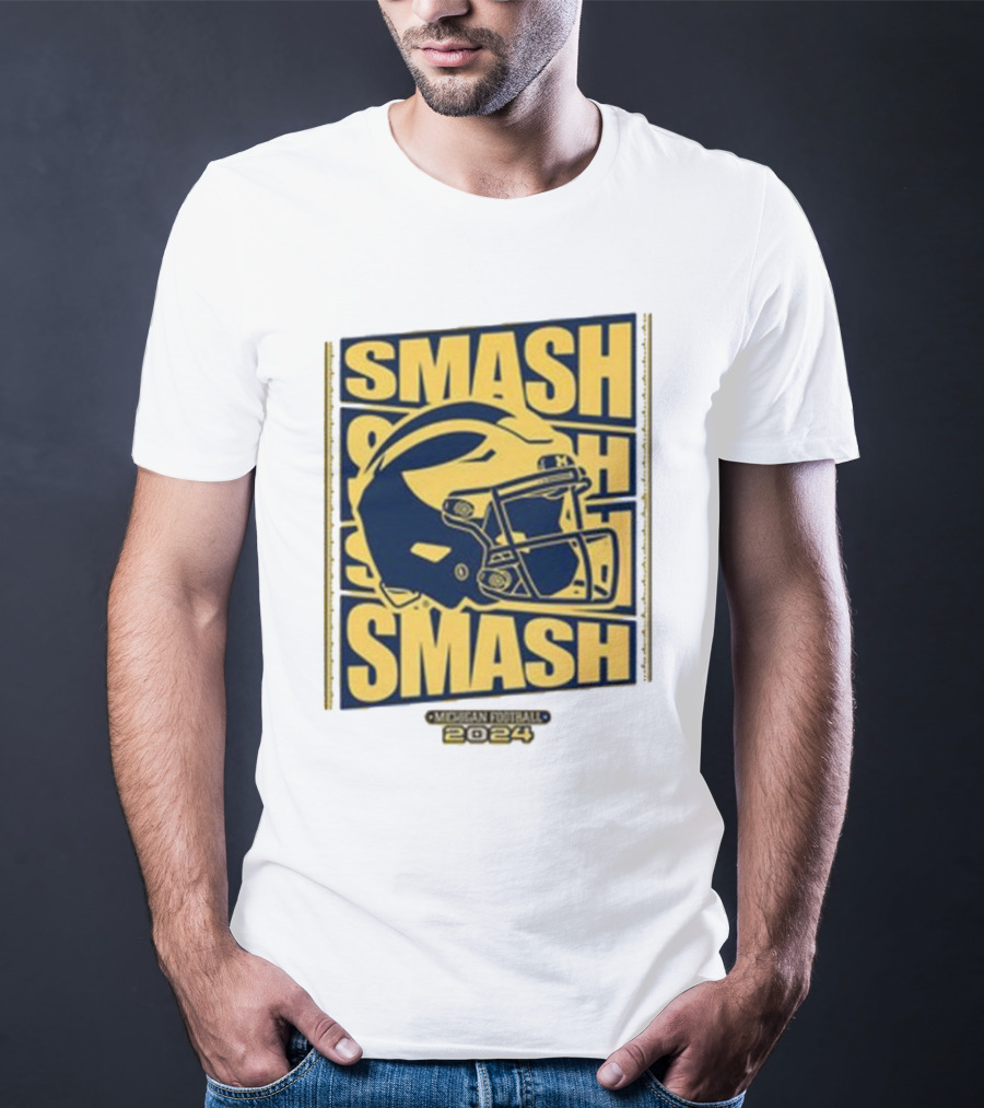Michigan Football Smash Helmet T-Shirt