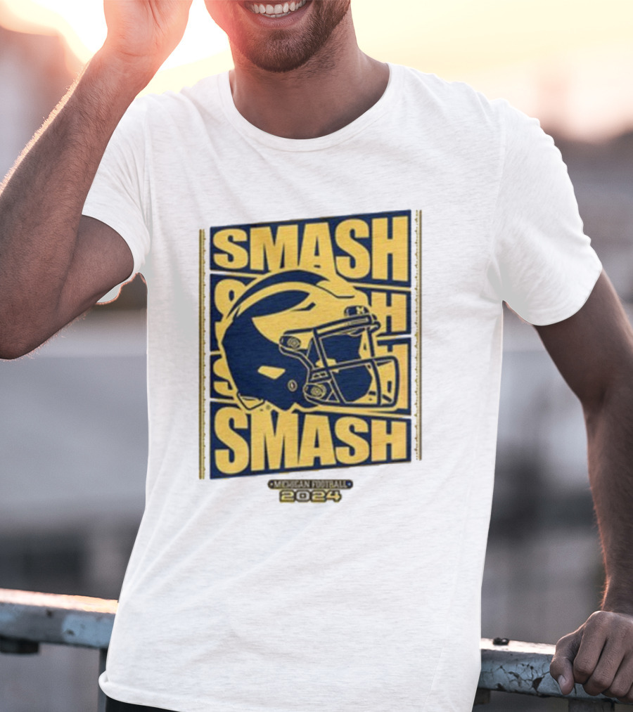 Michigan Football Smash Helmet T-Shirt