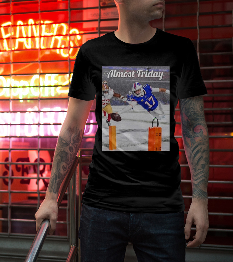 Almost Friday Josh Allen Diving Touchdown Snow Football T-Shirt