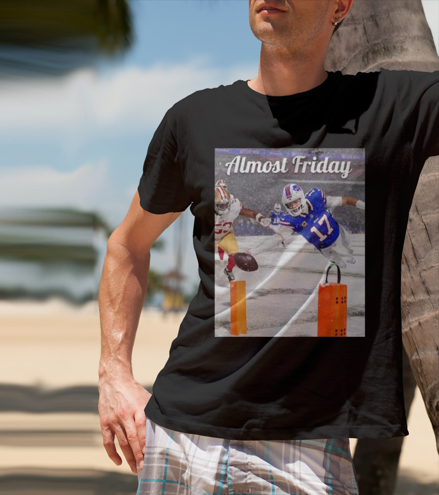 Almost Friday Josh Allen Diving Touchdown Snow Football T-Shirt