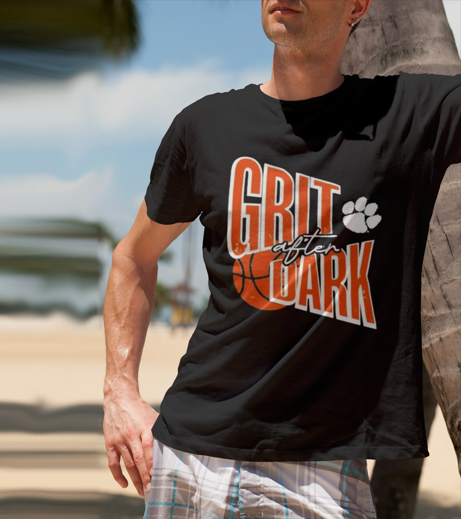 Clemson Grit After Dark Basketball And Paw Prints T-Shirt