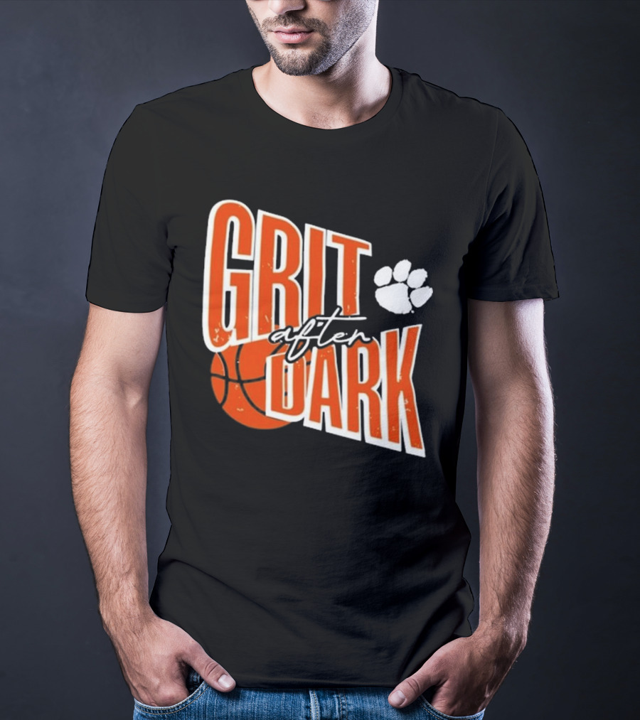 Clemson Grit After Dark Basketball And Paw Prints T-Shirt