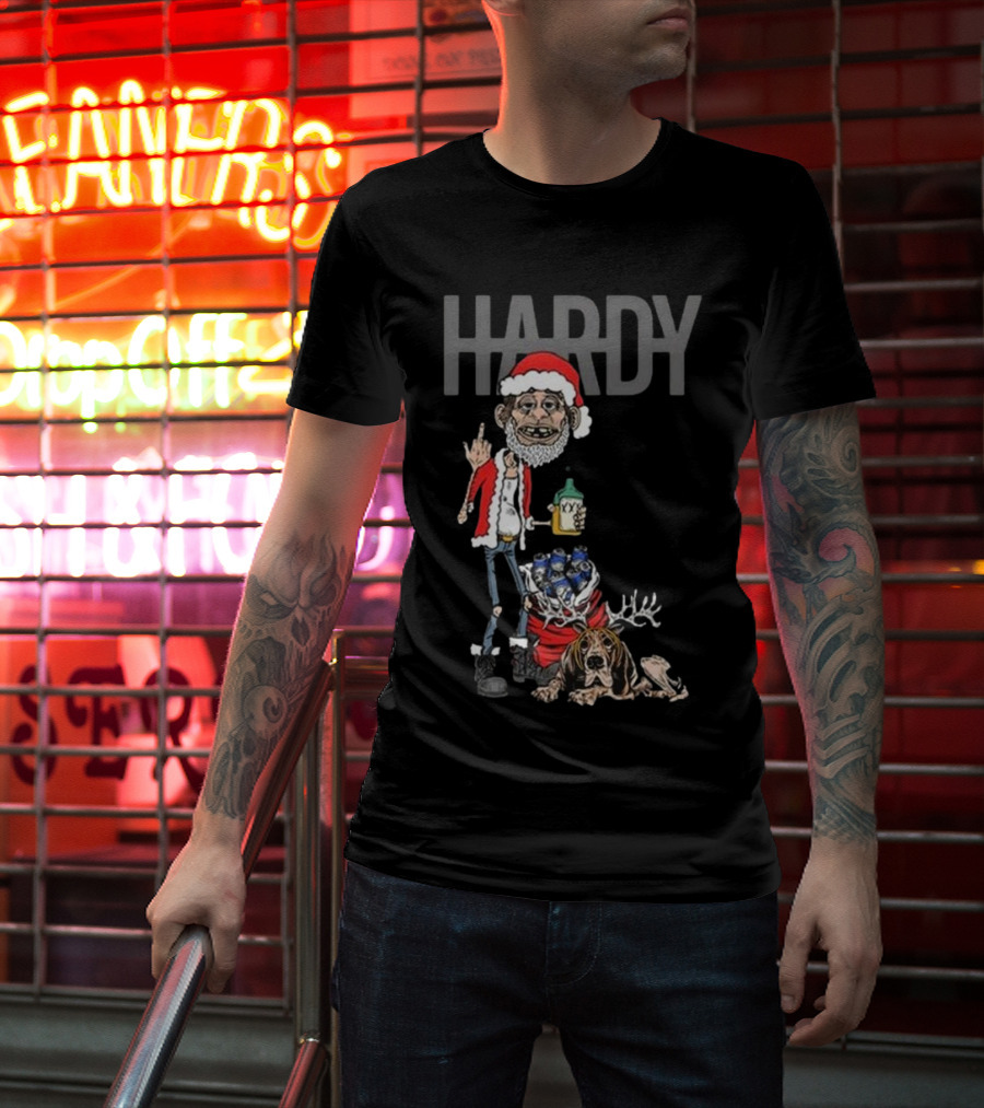 Hardy Christmas Santa Jim Bob With KY Bottle And Dogs Holiday T-Shirt