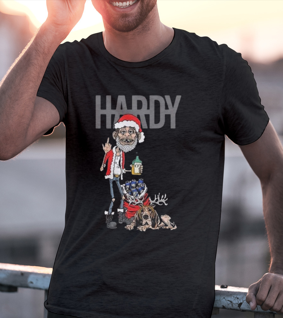 Hardy Christmas Santa Jim Bob With KY Bottle And Dogs Holiday T-Shirt