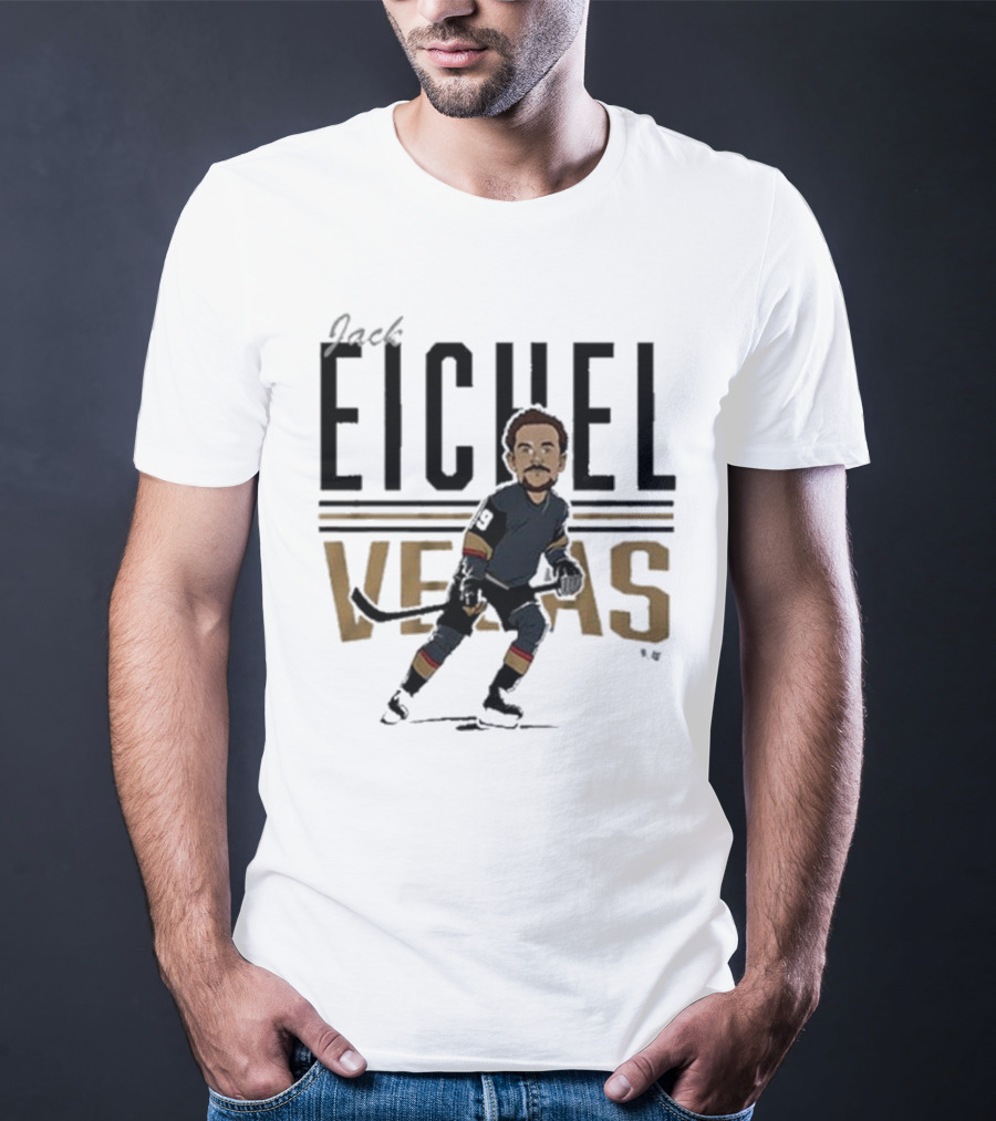 Jack Eichel Vegas Hockey Caricature Eichel Center Ice T-Shirt