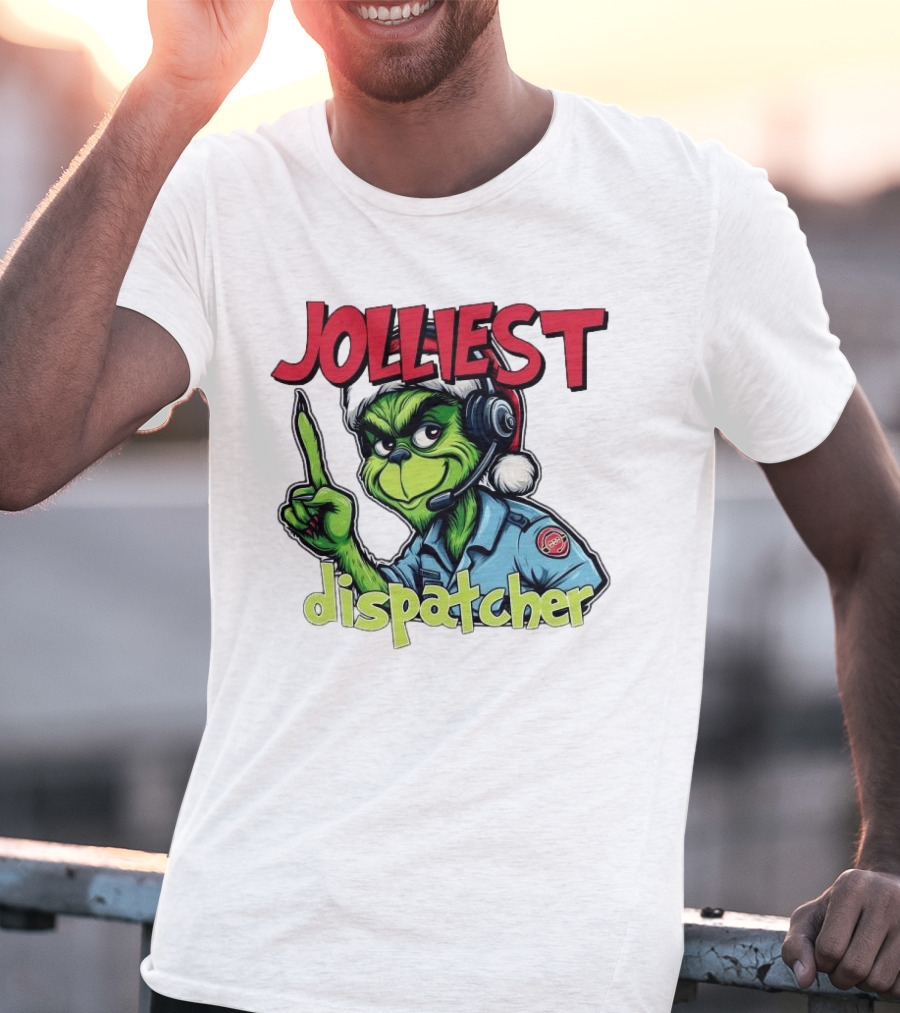 The Grinch Jolliest Dispatcher Christmas Holiday Fun T-Shirt