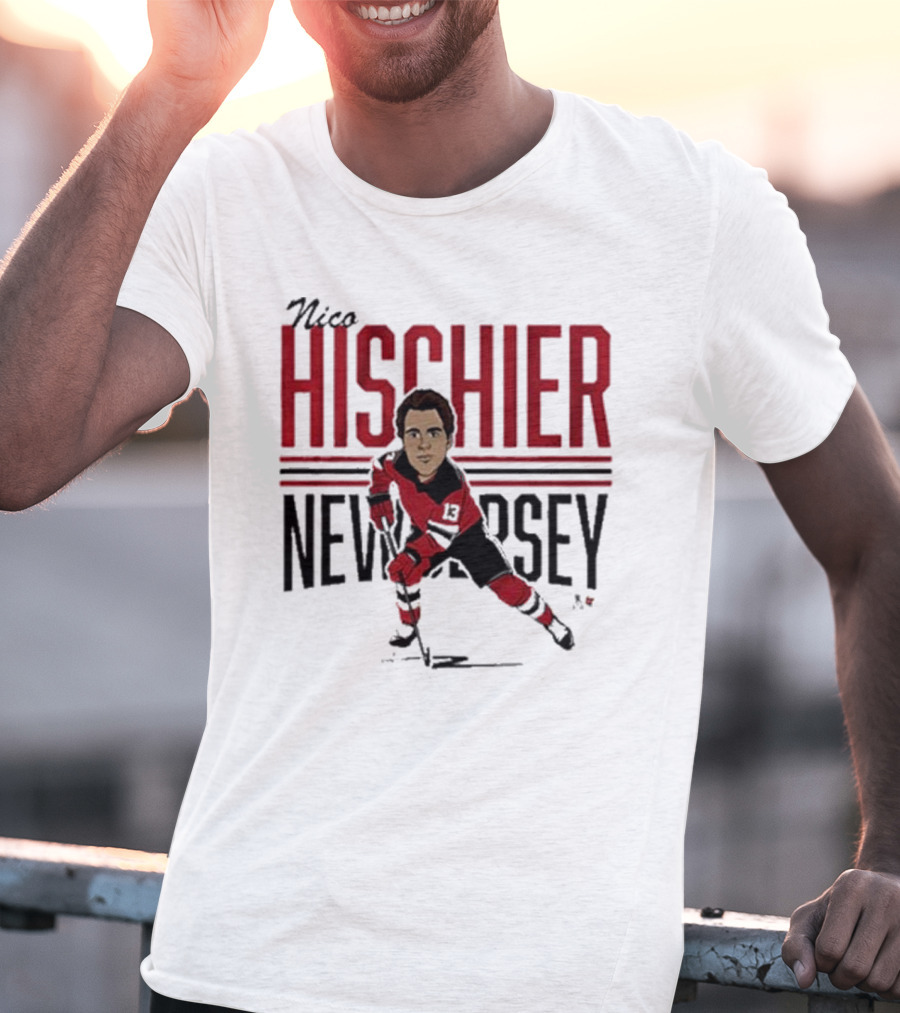 Nico Hischier New Jersey Center Ice Caricature T-Shirt