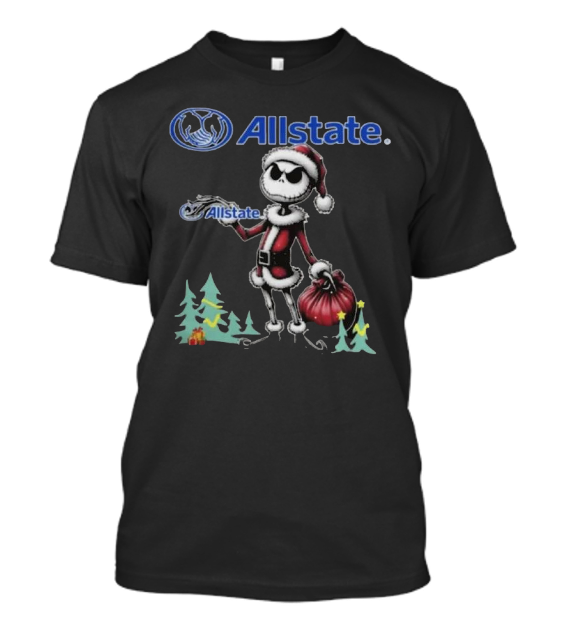 Santa Jack Skellington Allstate Merry Christmas T-Shirt