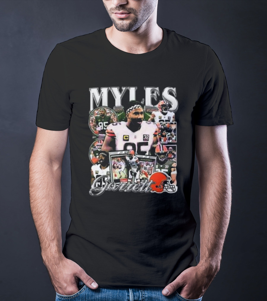 Myles Garrett 95 Cleveland Browns Vintage Collage T-Shirt