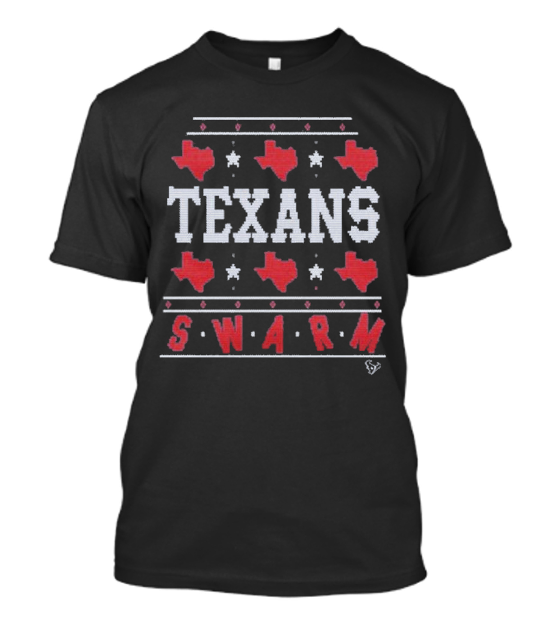 Texans Swarm Holiday Ugly Christmas Sweater Texas Map T-Shirt