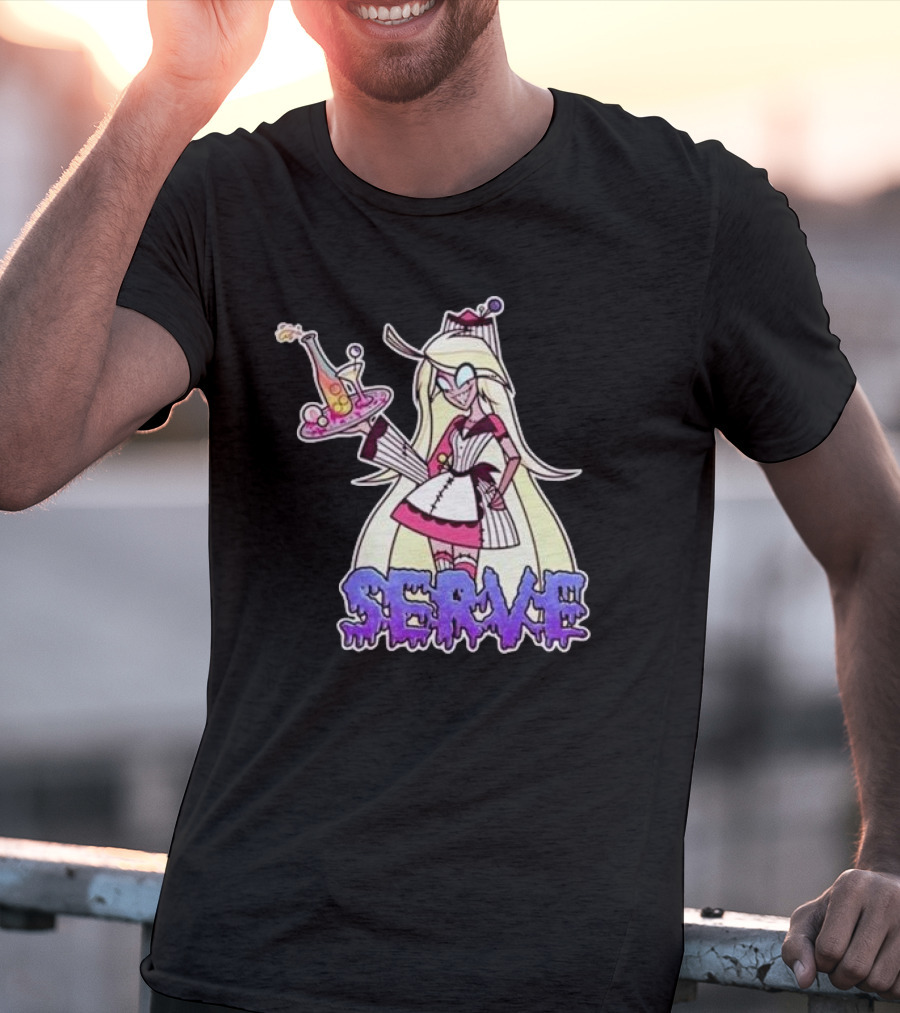 Weeby Newz Serve Demon Weeby Anime Character With Potion Tray T-Shirt