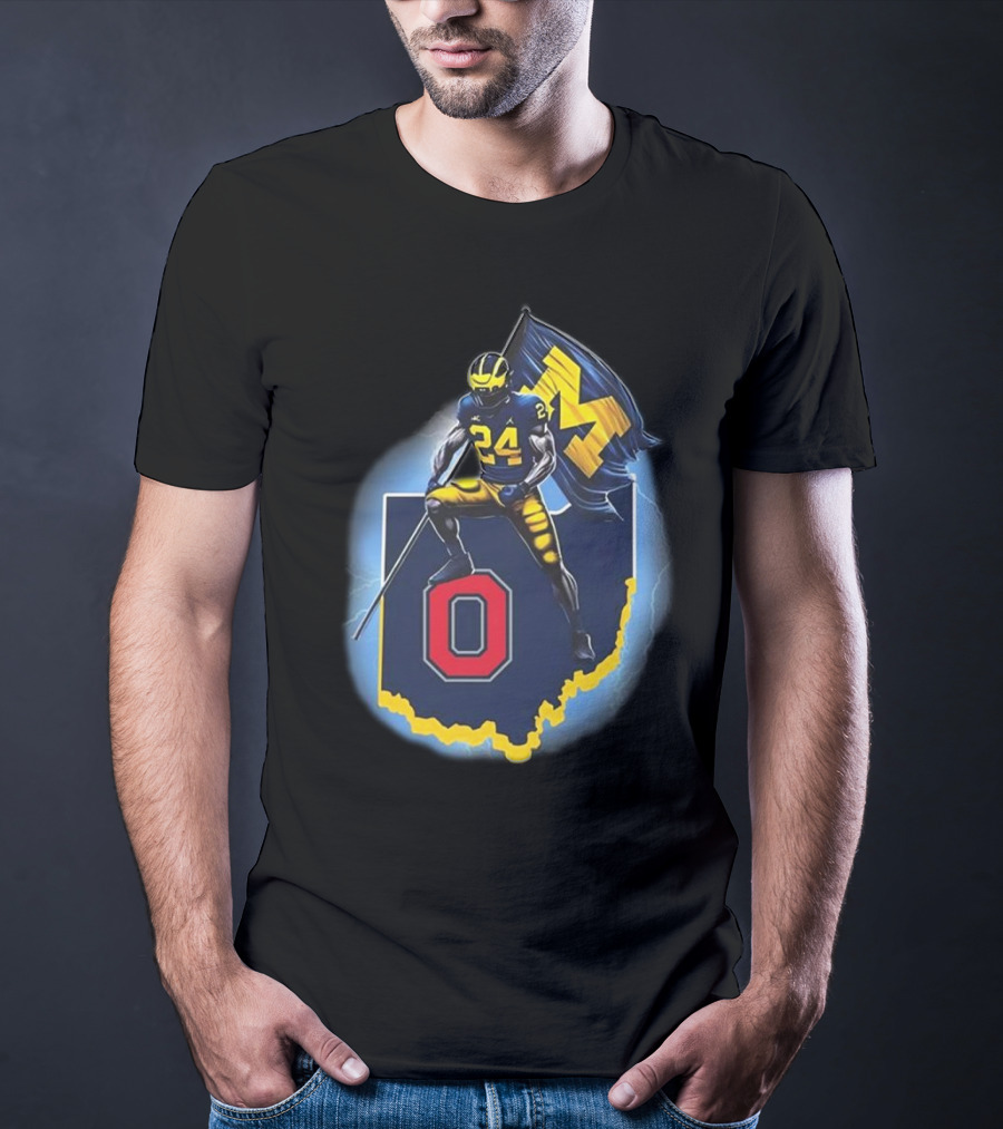 Michigan Plant The Flag Mich-again Hail To The Victors 4 In A Row Bichigan Maps T-Shirt