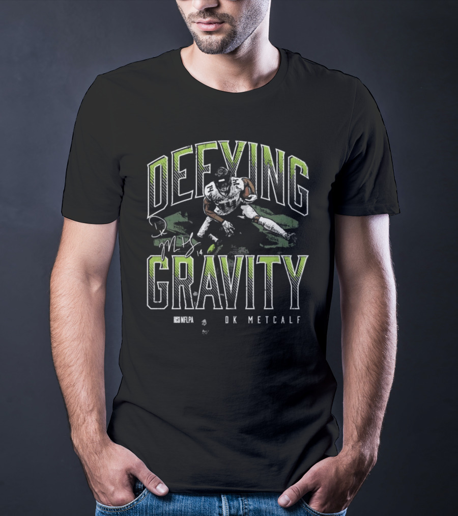 D.K. Metcalf Defying Gravity NFLPA Signature Image T-Shirt
