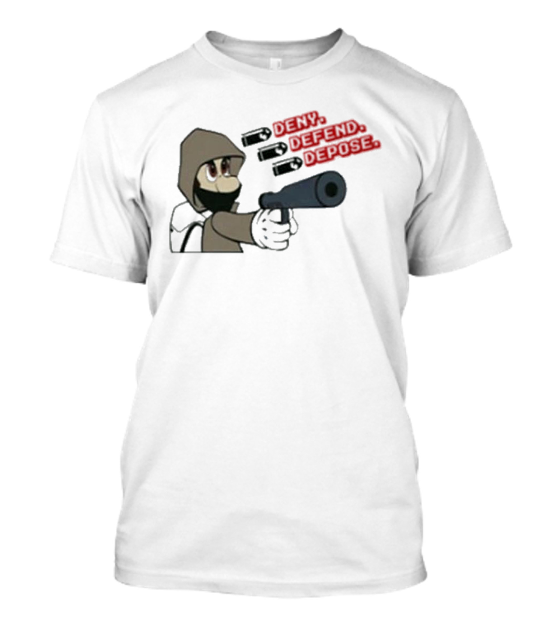 Luigi Mangione Deny Defend Depose Cartoon Character Gaming T-Shirt