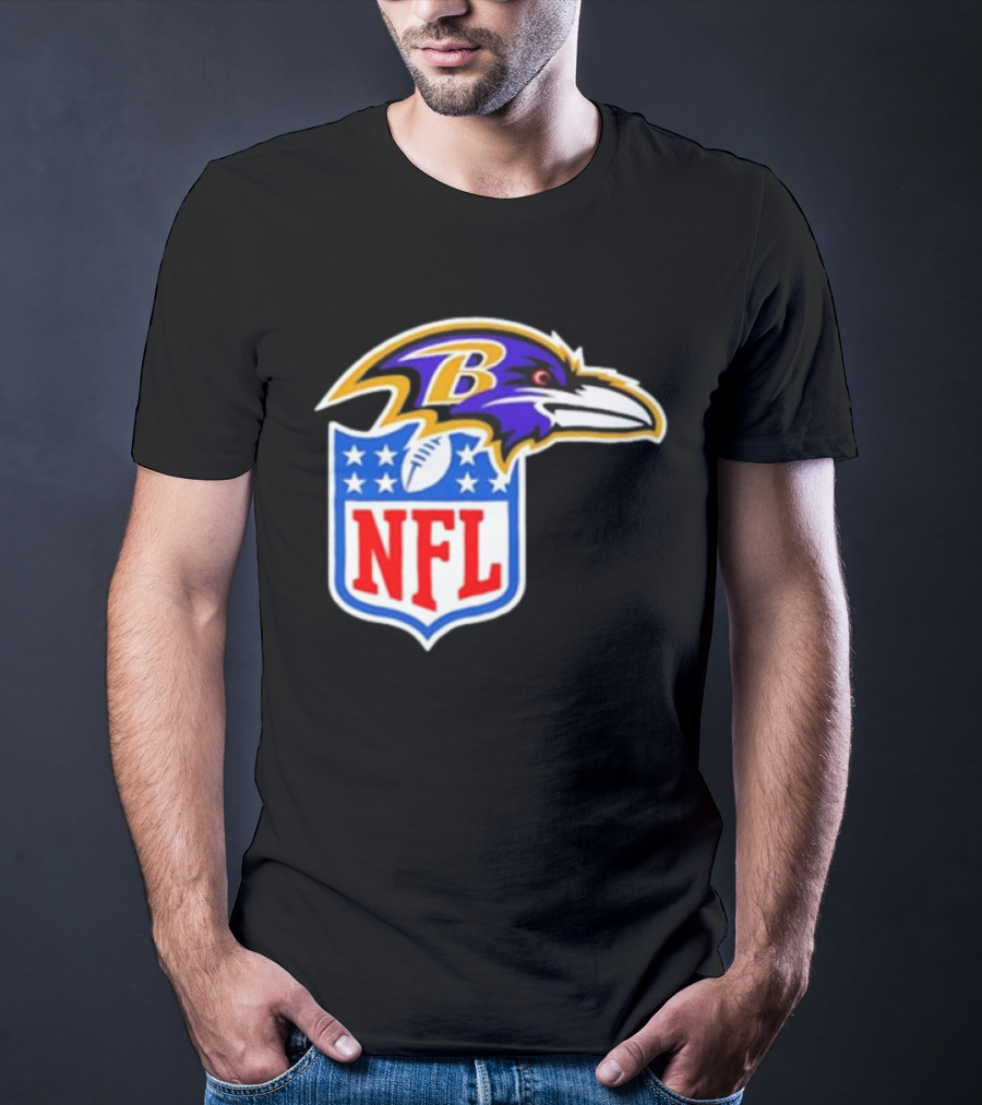 Baltimore Ravens NFL Shield Emblem Ravens Head T-Shirt