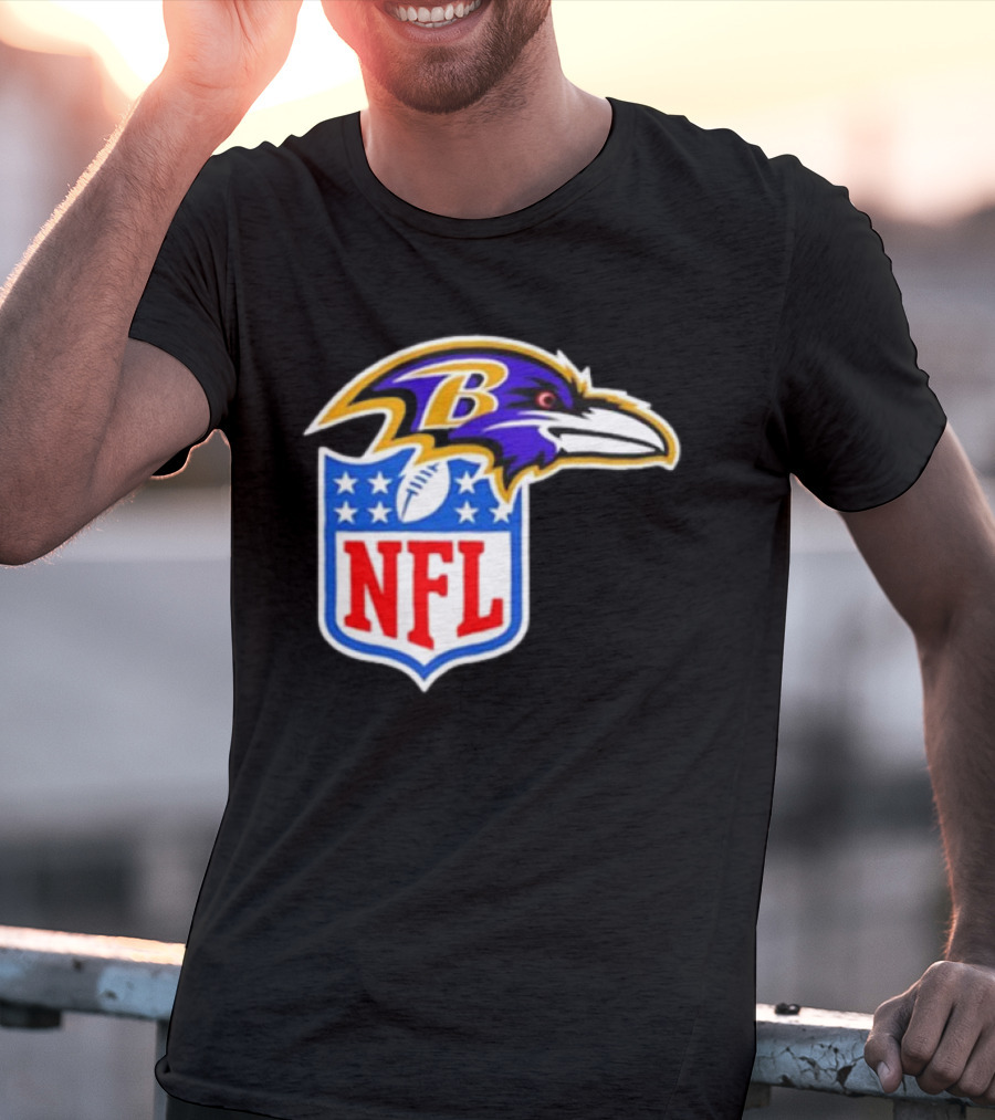 Baltimore Ravens NFL Shield Emblem Ravens Head T-Shirt