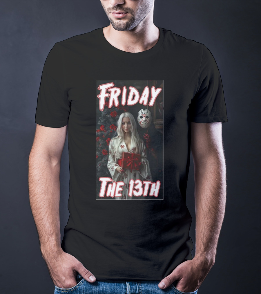 Friday The 13th Horror Inspired Roses And Mask Scene T-Shirt