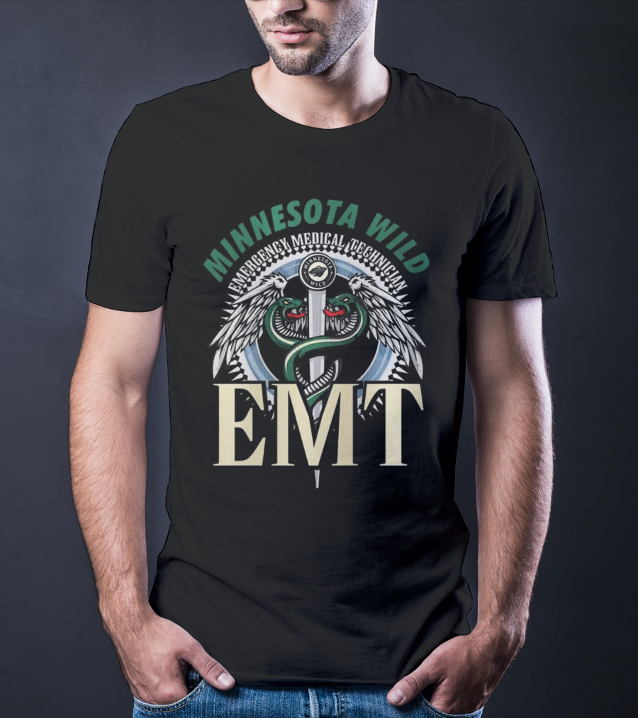 Minnesota Wild EMT Emergency Medical Technician Caduceus T-Shirt