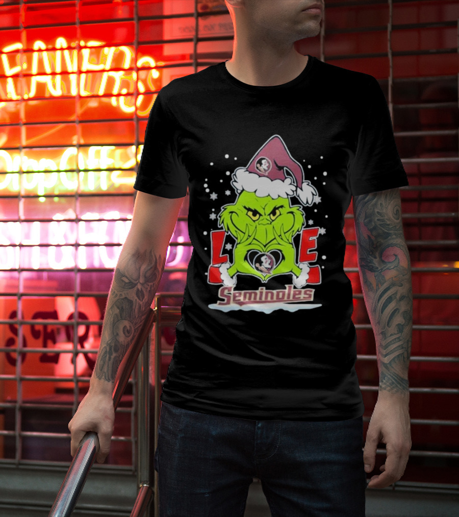 Grinch Love Florida State Seminoles Christmas Football T-Shirt