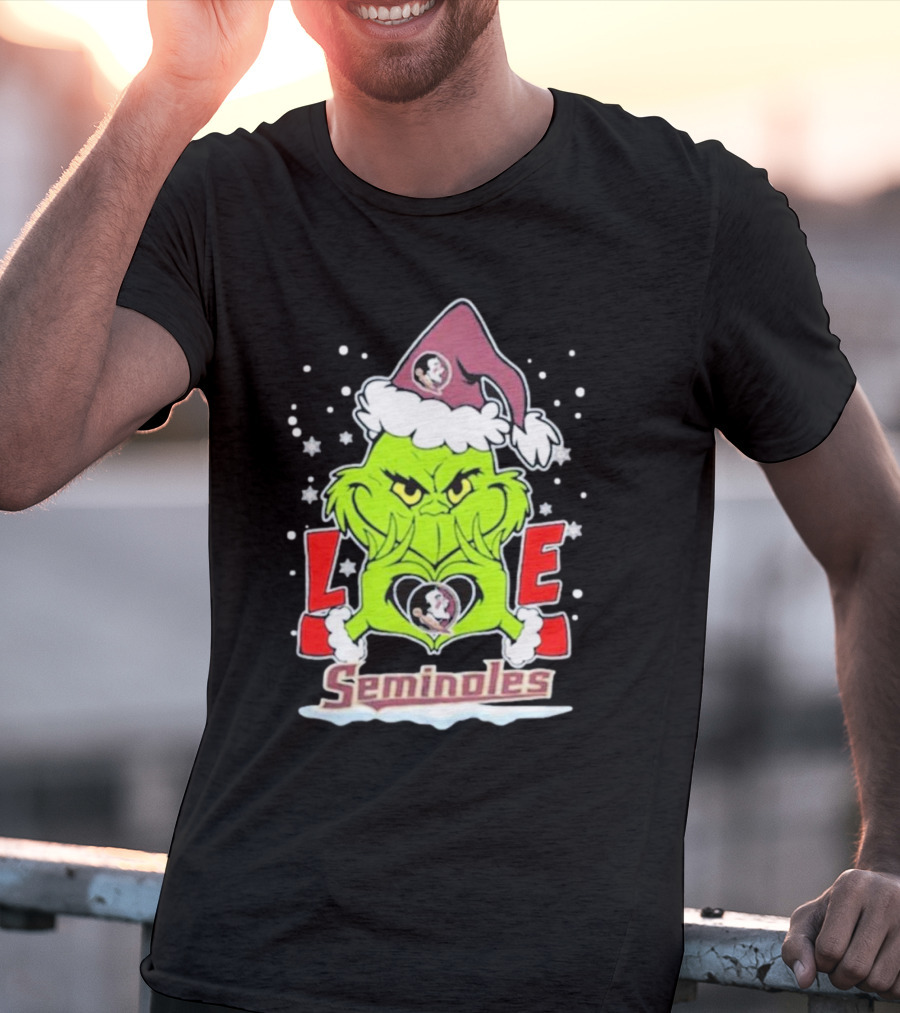 Grinch Love Florida State Seminoles Christmas Football T-Shirt