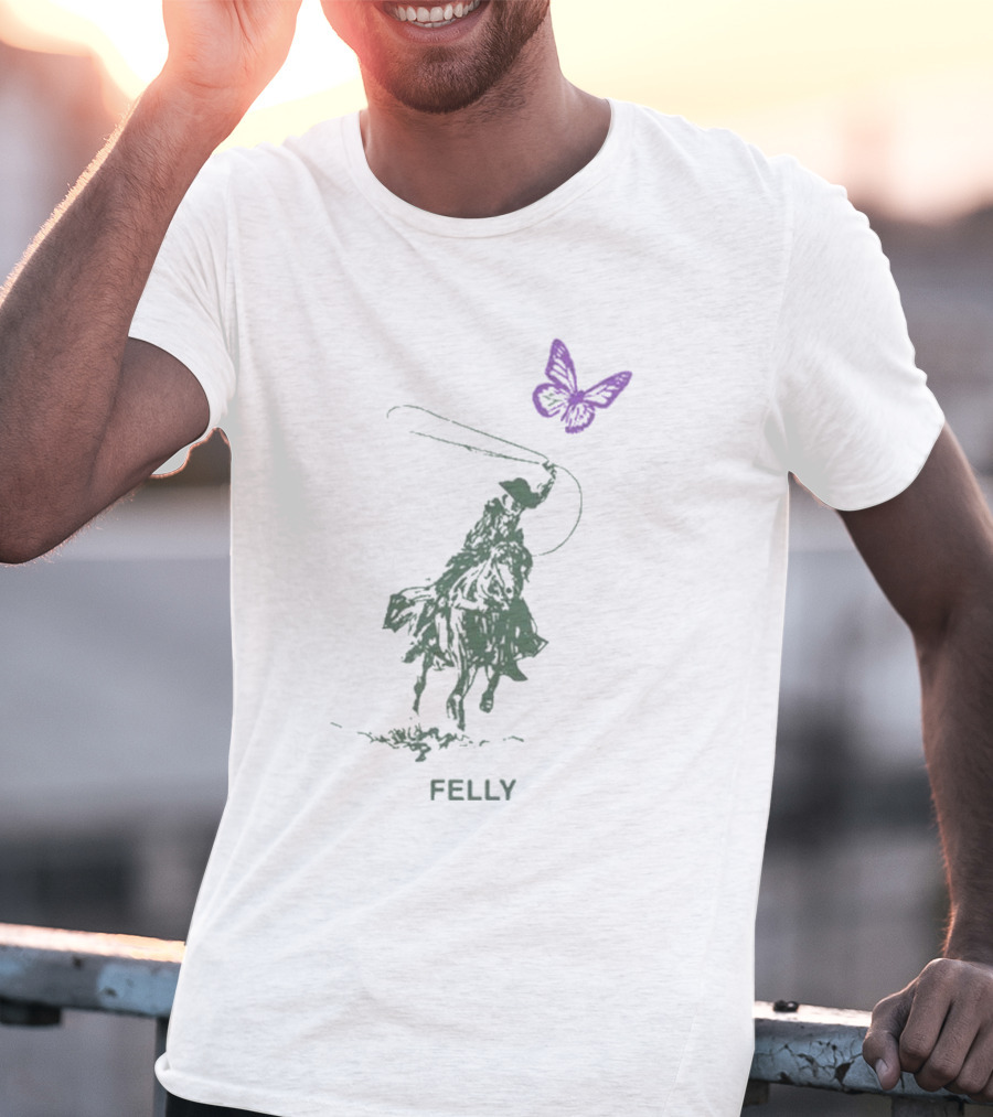Felly Cowboy Lasso Purple Butterfly Blues Music T-Shirt