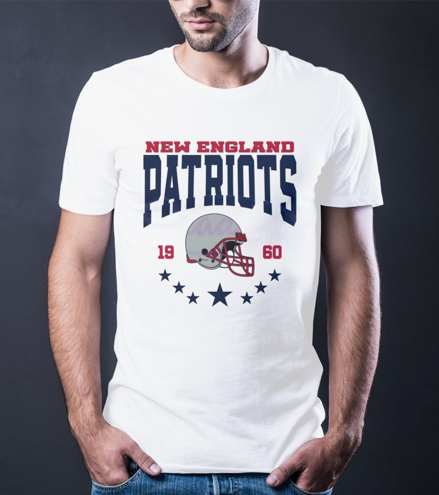 New England Patriots 1960 Vintage Football Helmet Retro Stars T-Shirt