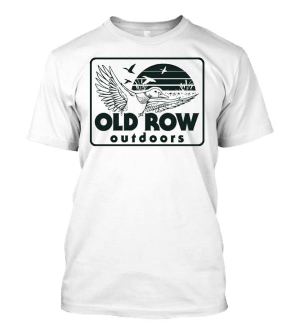 Old Row Outdoors Flying Duck Badge With Birds And Sunset T-Shirt