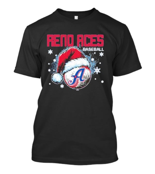 Reno Aces Baseball Santa Hat Christmas Holiday Snowflakes T-Shirt