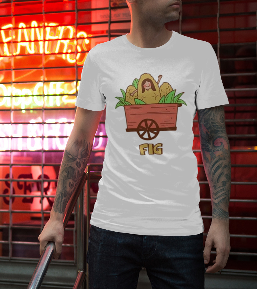 Figwoop Cart Fig With Corn And Smiling Figure T-Shirt