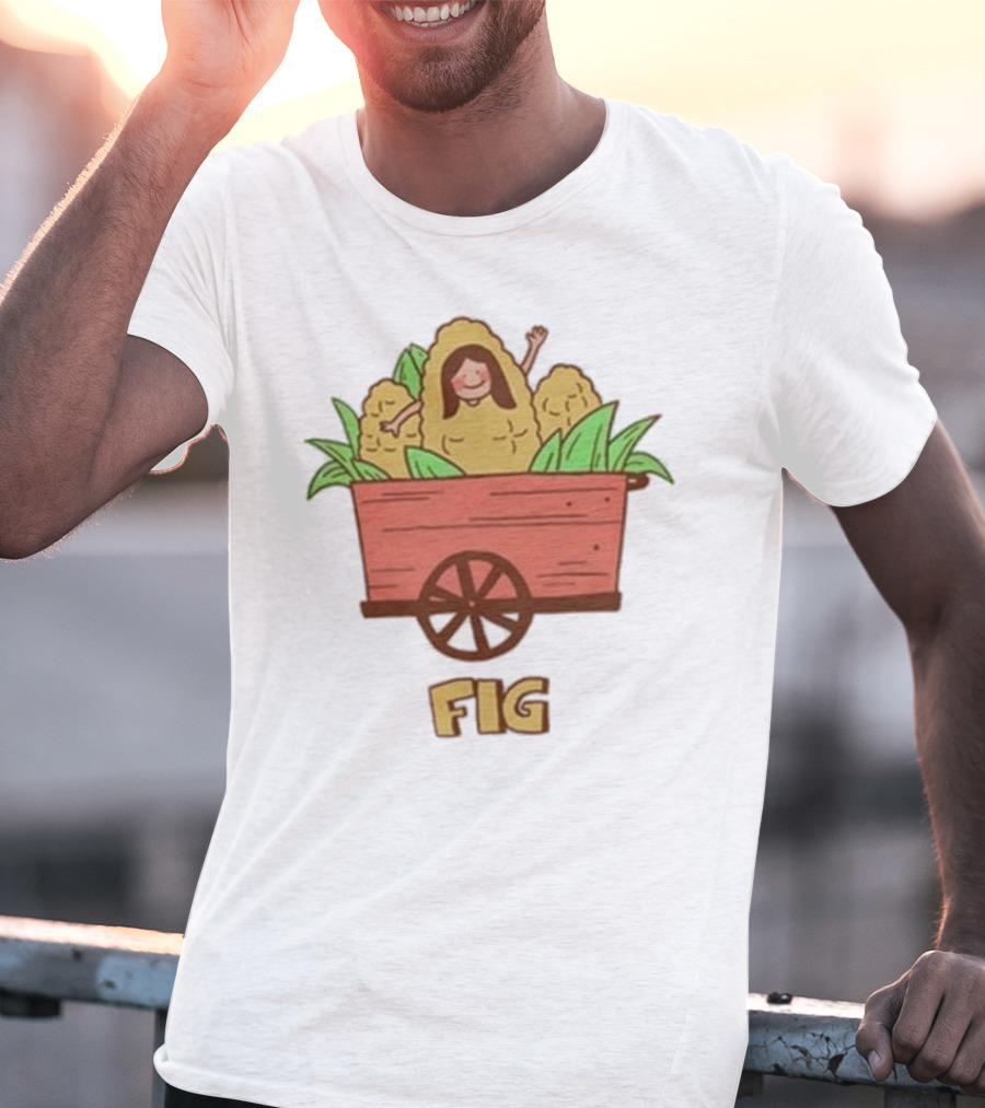 Figwoop Cart Fig With Corn And Smiling Figure T-Shirt