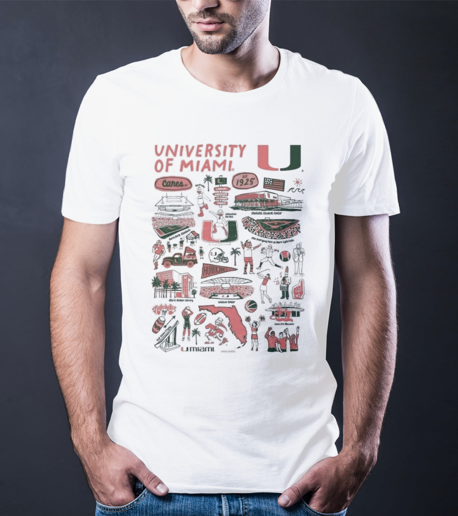University Of Miami Hurricanes Vive La Fete Canes 1925 Sports And Landmarks T-Shirt