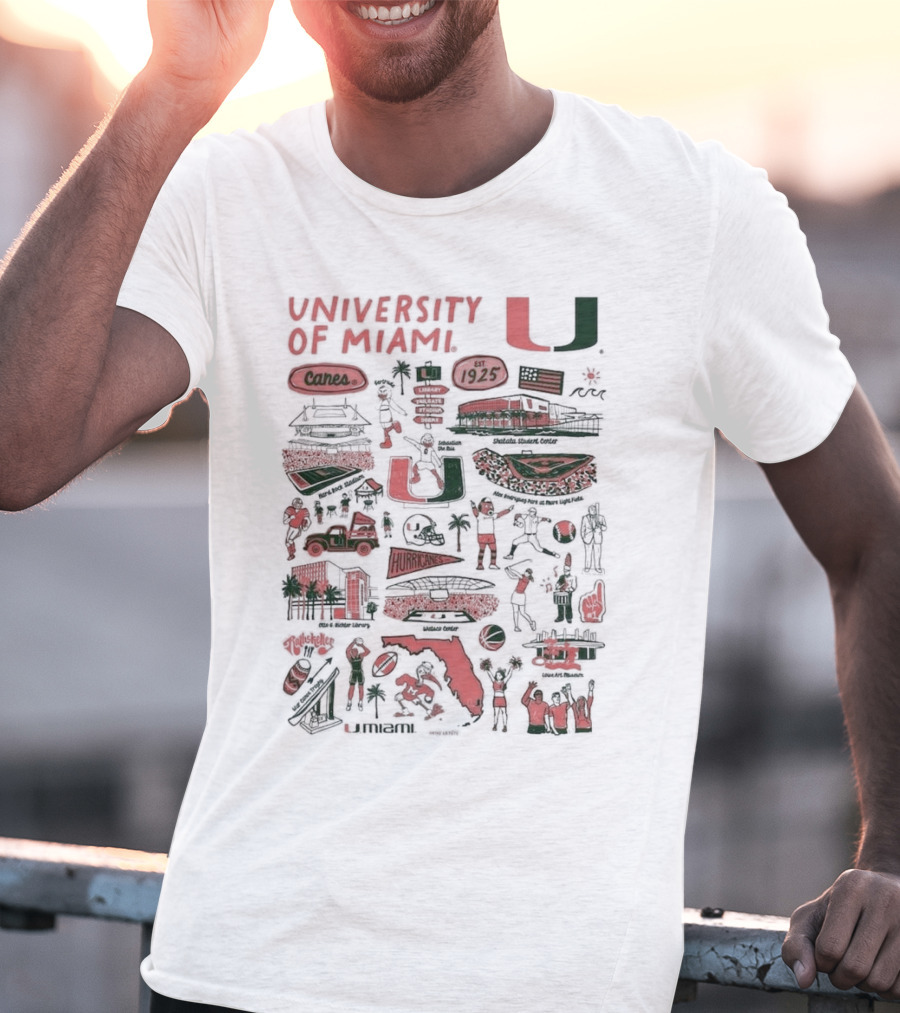 University Of Miami Hurricanes Vive La Fete Canes 1925 Sports And Landmarks T-Shirt