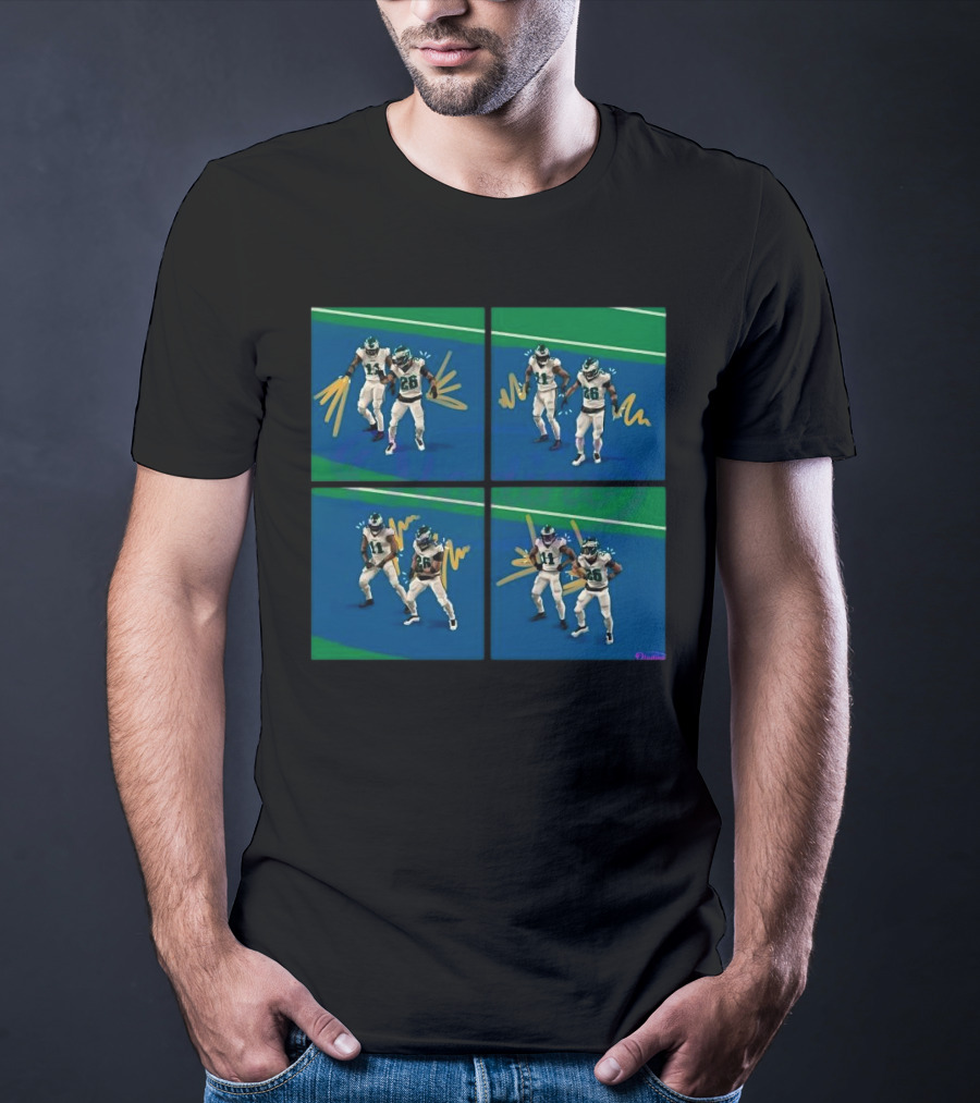 Aj Brown Saquon Barkley Dance Celebration Football Animation T-Shirt