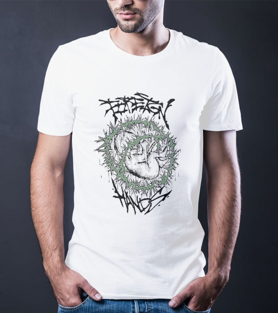 Foreign Hands Heart Enveloped By Green Thorns T-Shirt