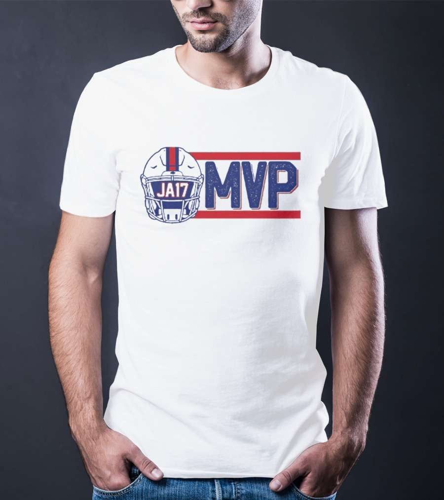 JA17 MVP Josh Allen Buffalo Bills Helmet Red Blue Stripes T-Shirt