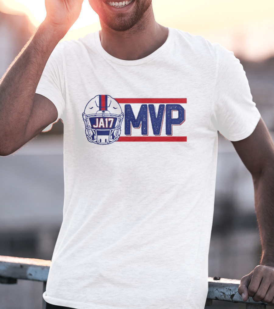 JA17 MVP Josh Allen Buffalo Bills Helmet Red Blue Stripes T-Shirt