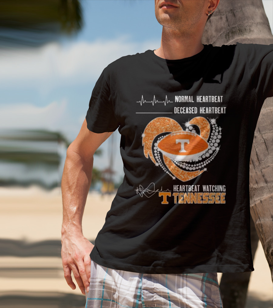 Normal Heartbeat Deceased Heartbeat Heartbeat Watching Tennessee Volunteers Football Diamond Heart T-Shirt