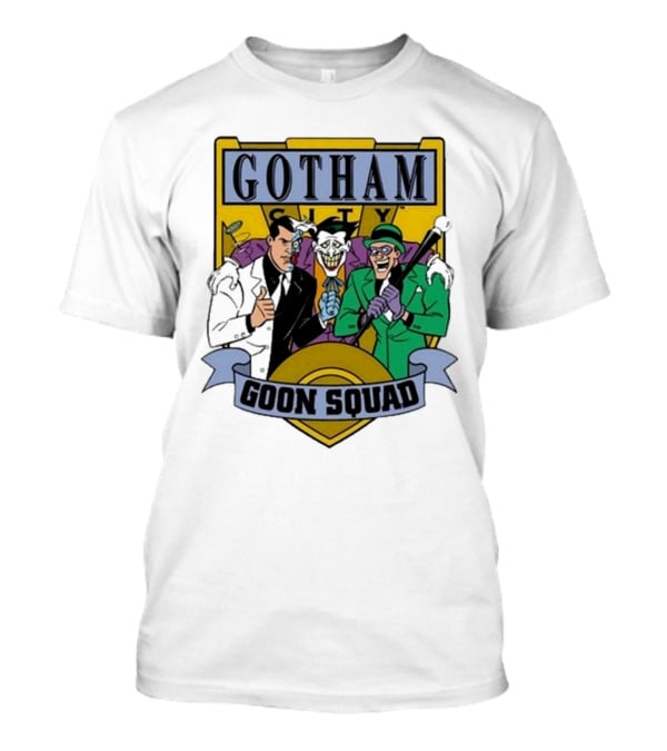Gotham City Goon Squad Joker Riddler Two-Face Badge T-Shirt