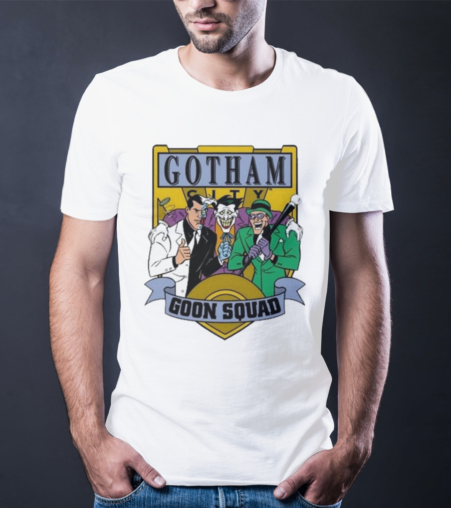 Gotham City Goon Squad Joker Riddler Two-Face Badge T-Shirt