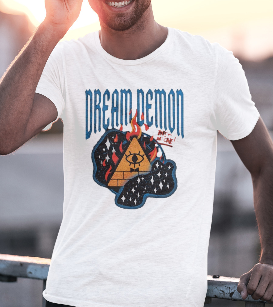 Dream Demon Trust No One Fiery Illuminati Eye Pyramid In Stars T-Shirt