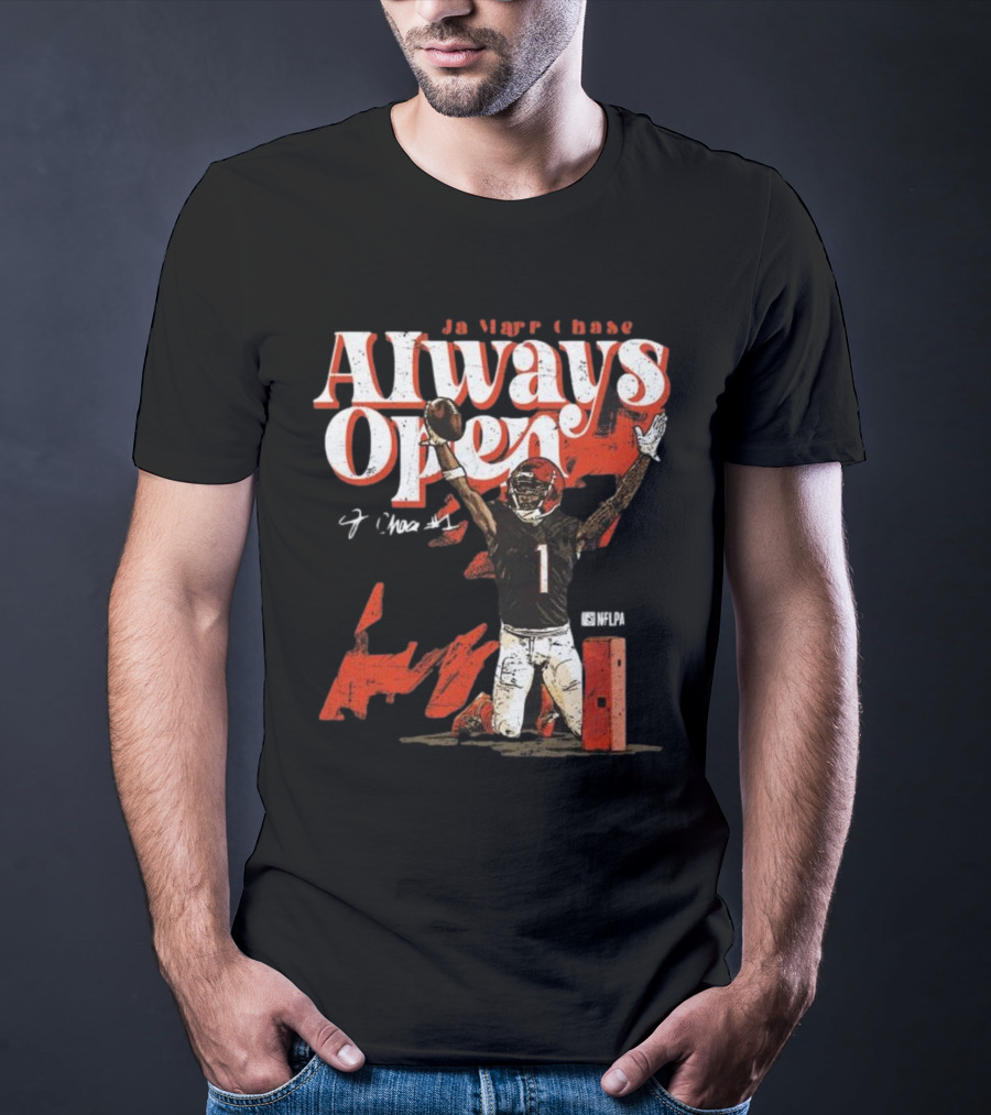 Ja’Marr Chase Always Open Cincinnati NFLPA Signature T-Shirt