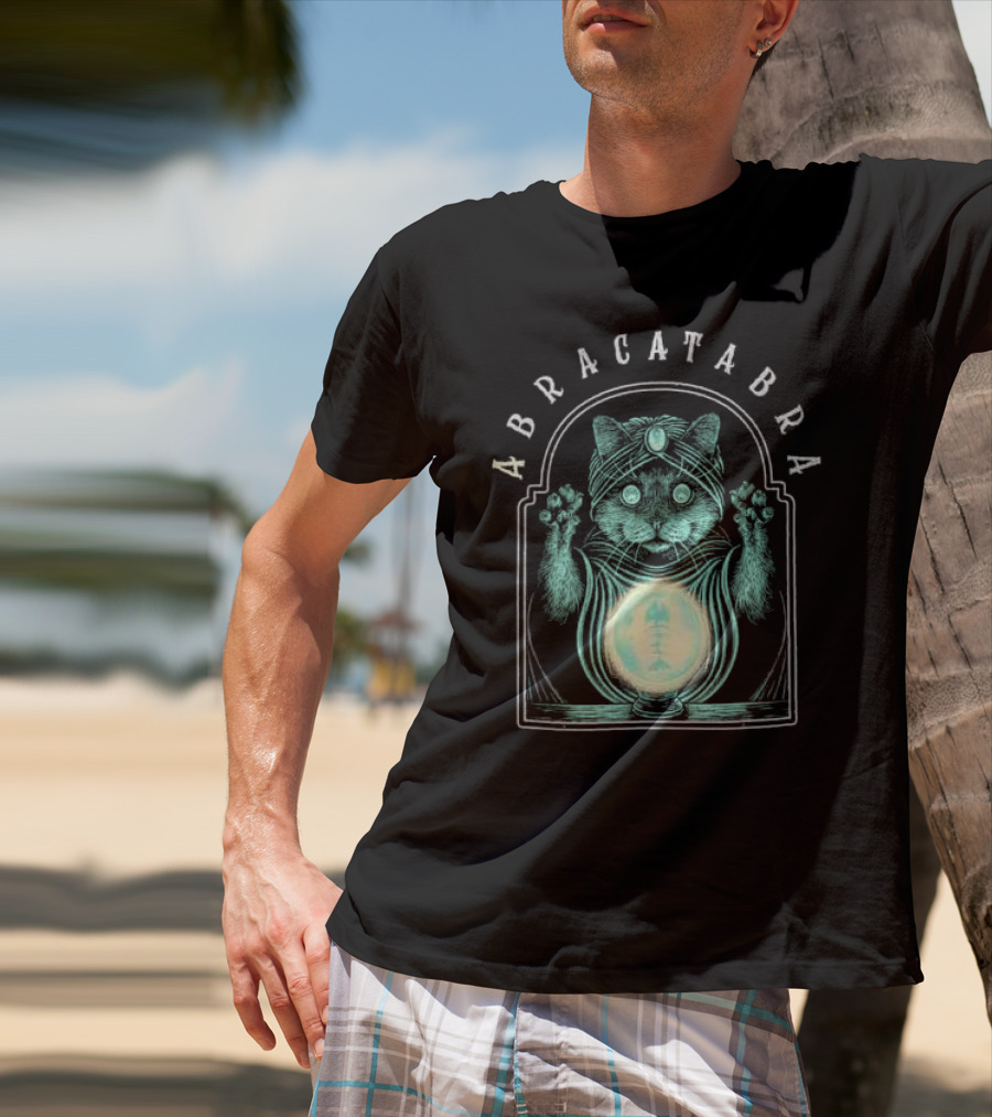 Abracatabra Mystical Cat Crystal Ball By Michelle Nolli T-Shirt
